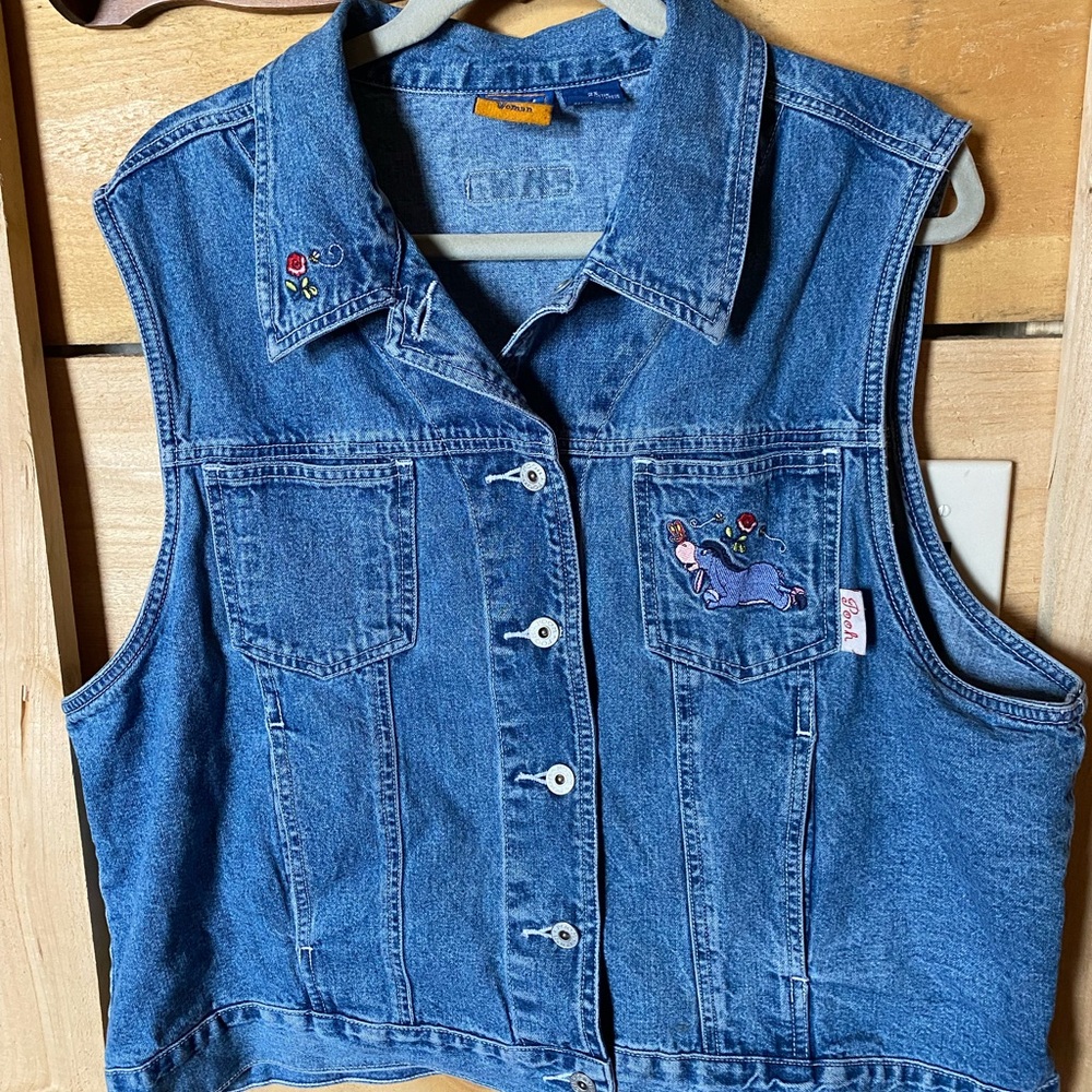 Disney Eeyore Blue Denim Vest with Embroidered Details